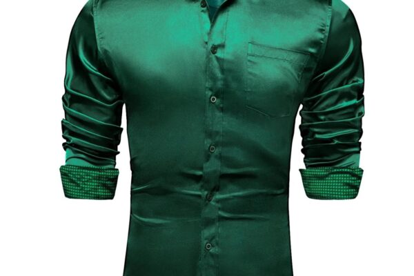 Green satin dress shirt mens