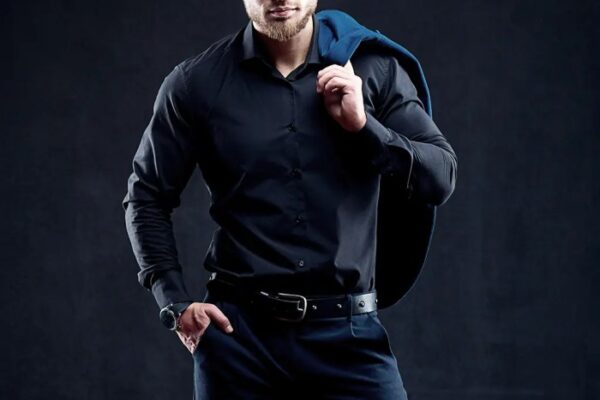 Black brown mens dress shirts