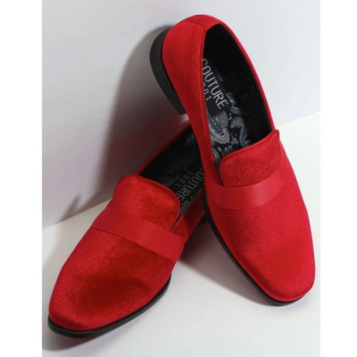 Red velvet dress shoes men