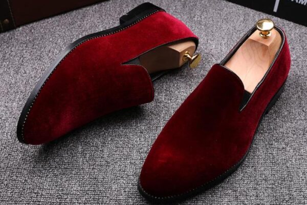 Red velvet dress shoes men