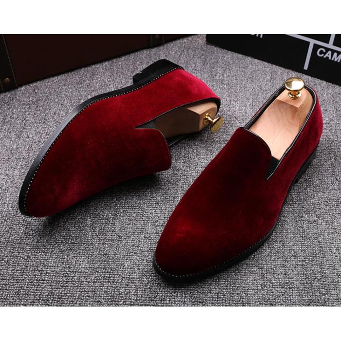 Red velvet dress shoes men